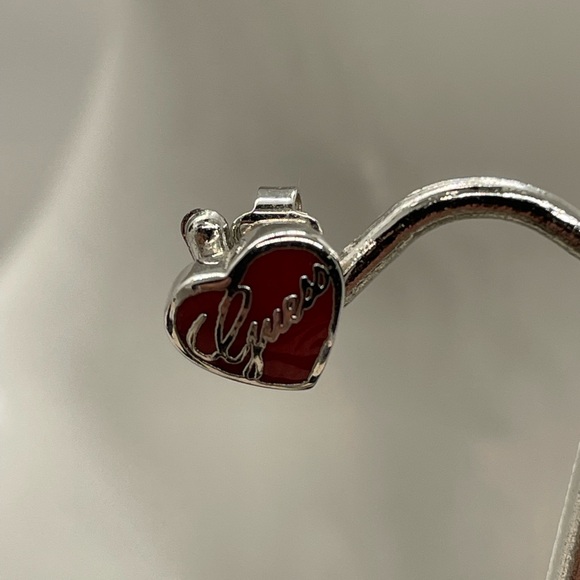 Guess Heart Earrings Red Studs - Picture 7 of 7